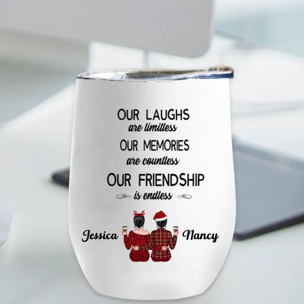 Besties - Our Laughs Are Limitless Our Memories Are Countless Our Friendship Is Endless - Personalized  Cup, Plaque, Ornament, Beauty Tools, Jewelry - Perfect Friendship Gift