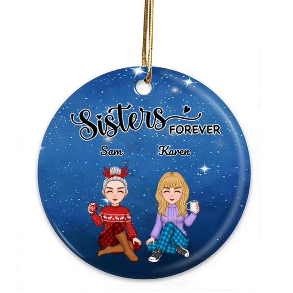 Sisters Forever - Personalized Custom Ornament, Mug, and Jewelry Box - Acrylic Gift Box Shaped - Christmas Gift For Best Friends, BFF, Sisters