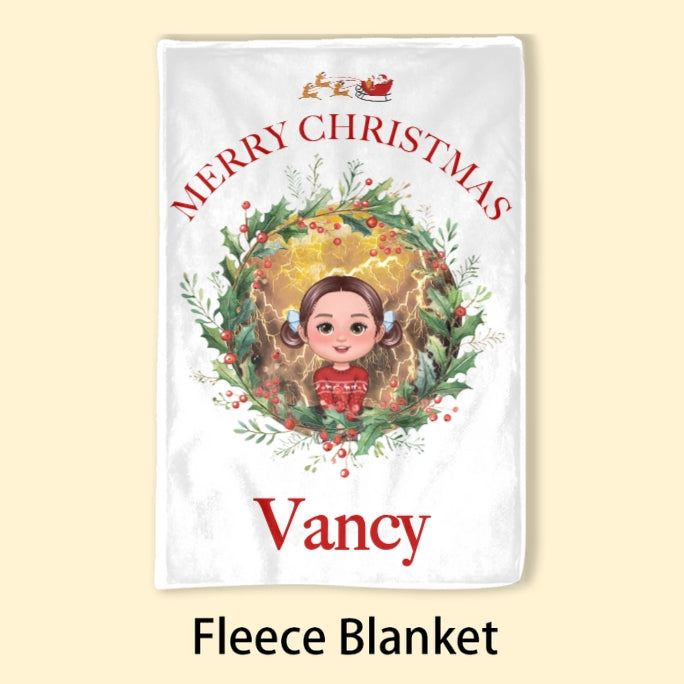 Personalized Merry Christmas Bag, Poster, Plaque, Keychain, Blanket - Custom Holiday Gift for Kids