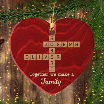 Personalized Double-Layer Wooden Heart Family Names Ornament – Perfect Gift for Cherished Family Memories
