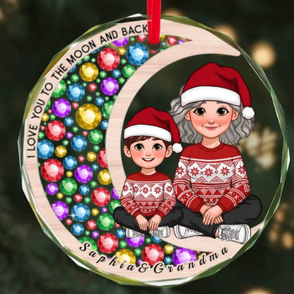 Gorgeous Moon Grandma Grandkid I Love You To The Moon And Back Christmas Personalized Ornament,Plaque,Keychain,Pillow,Sign