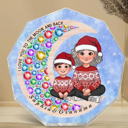 Gorgeous Moon Grandma Grandkid I Love You To The Moon And Back Christmas Personalized Ornament,Plaque,Keychain,Pillow,Sign
