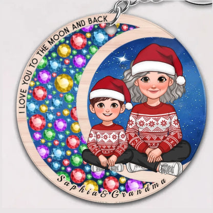 Gorgeous Moon Grandma Grandkid I Love You To The Moon And Back Christmas Personalized Ornament,Plaque,Keychain,Pillow,Sign