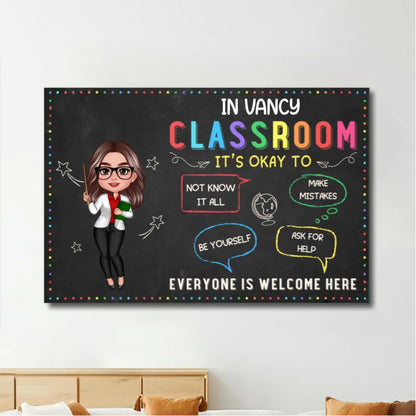 Happy Doll Teacher Personalized Poster, Plaque, Sign, and Stationery Set - Perfect Gift for Teachers