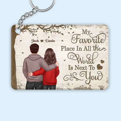 Acrylic Music Magnet with Hugging Couple Artwork – My Favorite Place Is Next To You – Romantic Keepsake, Unique Gift for Couples