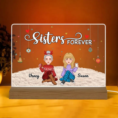 Sisters Forever - Personalized Plaque,Ornament, Poster, Keychain,  Blanket & Sign - Christmas Gift for Sisters