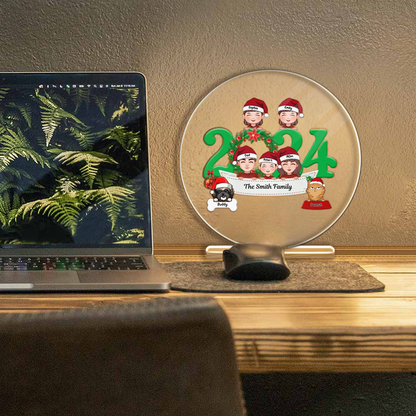 Family and Pets Peeking 2024 Personalized Plaque, Ornament, Sign, Sticker - Perfect Gift for the Holiday Season