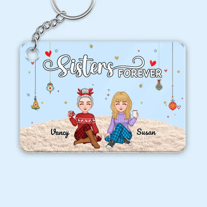 Sisters Forever - Personalized Plaque,Ornament, Poster, Keychain,  Blanket & Sign - Christmas Gift for Sisters