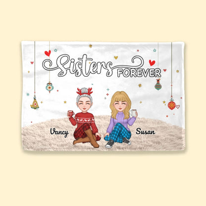 Sisters Forever - Personalized Plaque,Ornament, Poster, Keychain,  Blanket & Sign - Christmas Gift for Sisters
