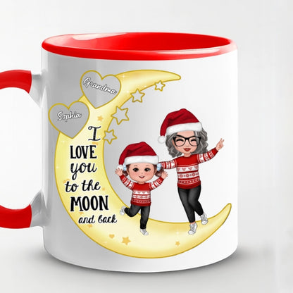 Personalized Moon Ornament, Plaque, Keychain, Pillow, Cup, and Bag - "I Love You to the Moon and Back" for Grandma & Grandkid