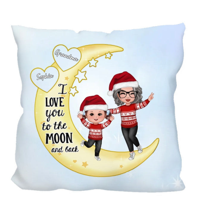 Personalized Moon Ornament, Plaque, Keychain, Pillow, Cup, and Bag - "I Love You to the Moon and Back" for Grandma & Grandkid