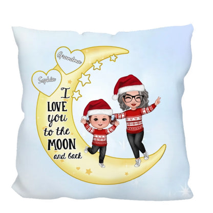 Personalized Moon Ornament, Plaque, Keychain, Pillow, Cup, and Bag - "I Love You to the Moon and Back" for Grandma & Grandkid