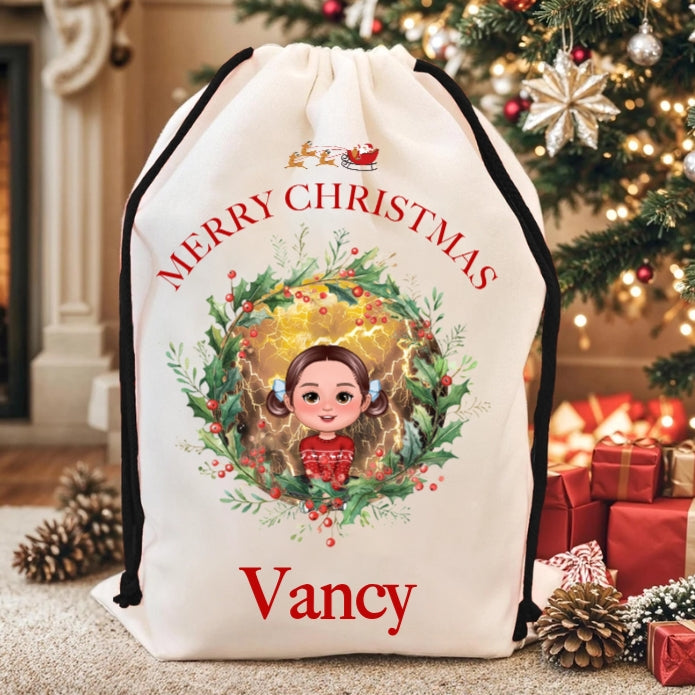 Personalized Merry Christmas Bag, Poster, Plaque, Keychain, Blanket - Custom Holiday Gift for Kids