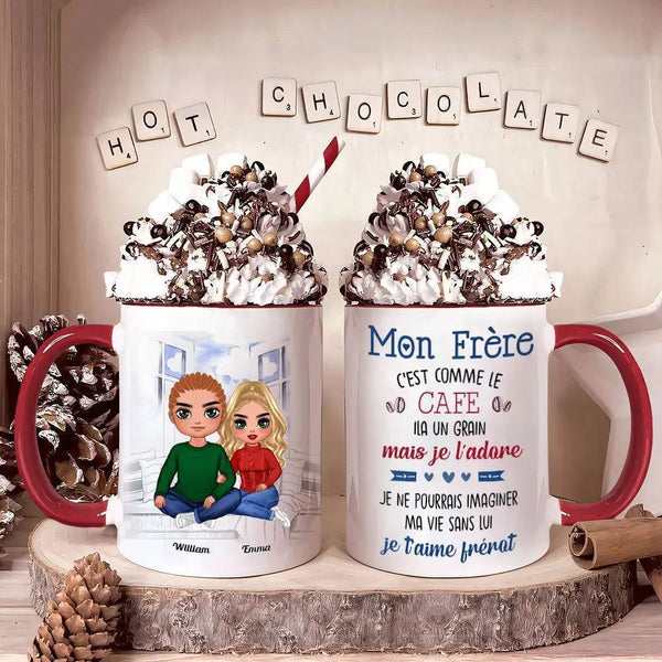 ‘Brother & Sister’ French-Themed Mug - Perfect Gift for Siblings/Couple