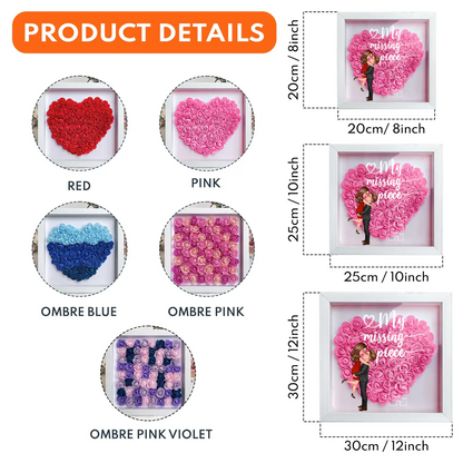My Missing Piece, Personalized Flower Shadow Box, Valentine‘s Day, Engagement, Anniversary, Birthday, Wedding Gift For Him Her, Couple Print