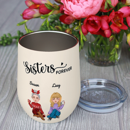 Sisters Forever - Personalized Custom PU Makeup Case,Jewelry Dish, Ornament and Mug- Acrylic Gift Box Shaped - Christmas Gift For Best Friends, BFF, Sister