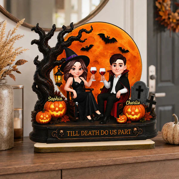 2-Layer Wooden Plaque With Till Death Do Us Part Couple, Personalized Unique Gift For Him & Her
