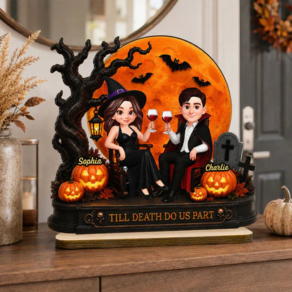 2-Layer Wooden Plaque With Till Death Do Us Part Couple, Personalized Unique Gift For Him & Her