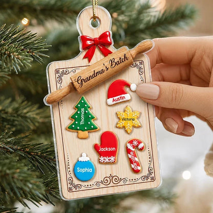 Personalized Acrylic Ornament, Grandma's Batch Baking Board with Festive Cookies, Unique Christmas Gift for Grandma