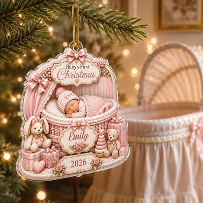 Baby's First Christmas Acrylic Ornament, Personalized Soft Blue Keepsake, Creative Gift for New Parents
